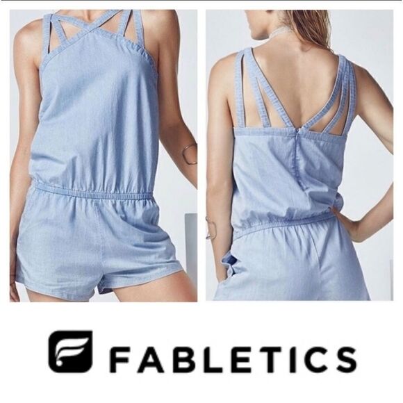Fabletics Liza Denim Romper blue size small - Picture 2 of 6